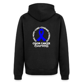 Colon Cancer Awareness Blue Ribbon Colonoscopy - Unisex Premium Organic Zip Hoodie - black - Back - Nico (187cm)