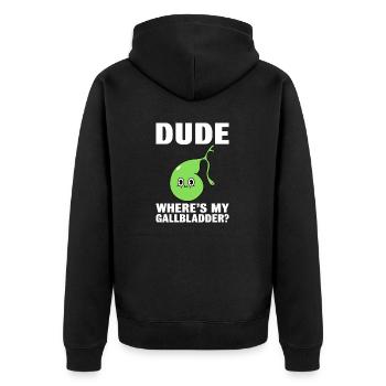 Funny Gallbladder Removal Cholecystectomy - Unisex Premium Organic Zip Hoodie - black - Back - Nico (187cm)