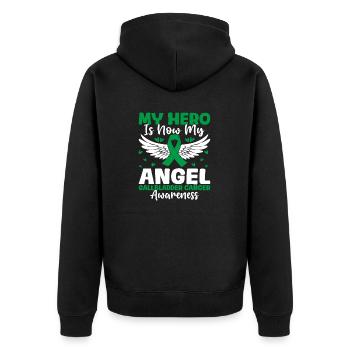 Mon héros est maintenant mon ange drôle cancer de la vésicule biliaire - Veste à capuche bio Premium Unisexe - noir - Dos - Nico (187cm)