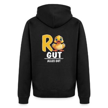 ENTE RENTE GUT ALLES GUT - Unisex Premium Bio Zip Hoodie - Schwarz - Hinten - Nico (187cm)