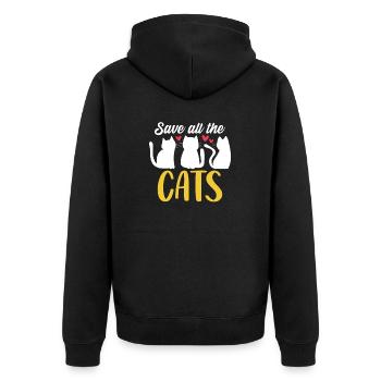 Save All The Cats Animal Activist Funny Foster - Unisex Premium Organic Zip Hoodie - black - Back - Nico (187cm)