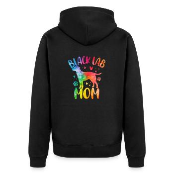 Black Lab Mom Labrador Retriever Dog Tie Dye - Unisex Premium Organic Zip Hoodie - black - Back - Nico (187cm)