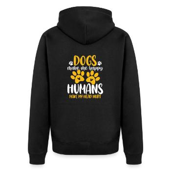 Hunde machen mich glücklich Menschen lassen meinen Kopf verletzen Hund - Unisex Premium Bio Zip Hoodie - Schwarz - Hinten - Nico (187cm)