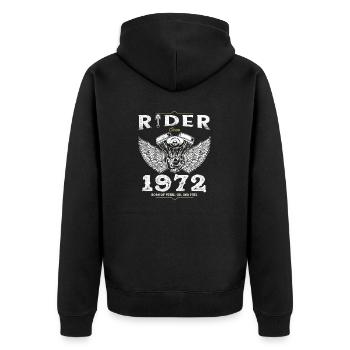Fahrer seit 1972 - 53 Jahre Straße, Öl und - Unisex Premium Bio Zip Hoodie - Schwarz - Hinten - Nico (187cm)