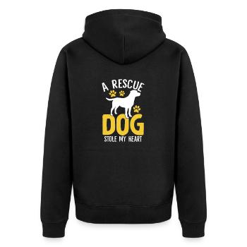 Ein Rettungshund hat mein Herz gestohlen Lustige Hunderettung - Unisex Premium Bio Zip Hoodie - Schwarz - Hinten - Nico (187cm)