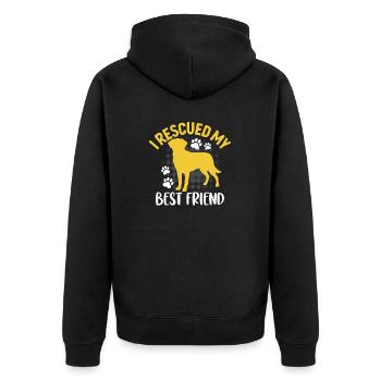 Ich habe meinen besten Freund gerettet Hund Welpen Rettungstier - Unisex Premium Bio Zip Hoodie - Schwarz - Hinten - Nico (187cm)