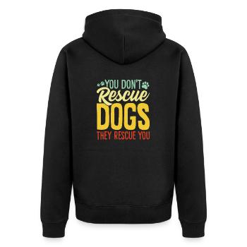 Vous ne sauvez pas les chiens patte adopter rétro chiot chien - Veste à capuche bio Premium Unisexe - noir - Dos - Nico (187cm)