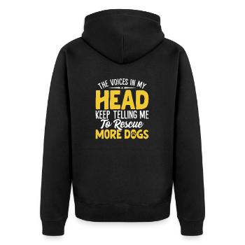 Die Stimmen In Meinem Kopf Lustiger Hund Rettung Tier - Unisex Premium Bio Zip Hoodie - Schwarz - Hinten - Nico (187cm)