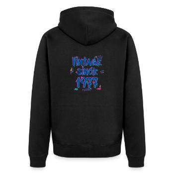Vintage 1977 Graffiti Glitch - 48 ans de style - Veste à capuche bio Premium Unisexe - noir - Dos - Nico (187cm)