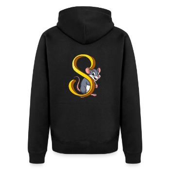 LETTER S - Unisex Premium Organic Zip Hoodie - black - Back - Nico (187cm)