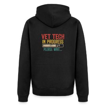 Vet Tech In Progress Retro Future Veterinarian - Unisex Premium Organic Zip Hoodie - black - Back - Nico (187cm)