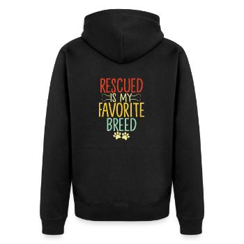 Gerettet Ist Meine Lieblingsrasse Retro Lustige Pflegefamilie - Unisex Premium Bio Zip Hoodie - Schwarz - Hinten - Nico (187cm)