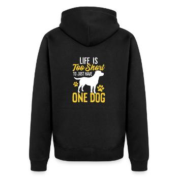 Das Leben ist zu kurz, um nur einen Hund zu retten - Unisex Premium Bio Zip Hoodie - Schwarz - Hinten - Nico (187cm)