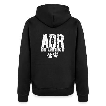 ADR, aber Umgang damit Medizin Haustierpflege Lustig - Unisex Premium Bio Zip Hoodie - Schwarz - Hinten - Nico (187cm)