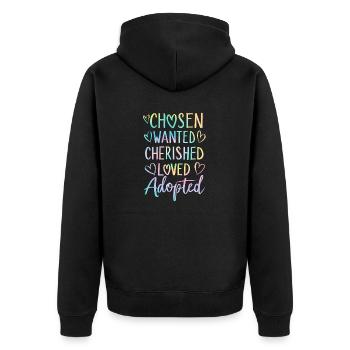 Chosen Wanted Cherished Loved Tie Dye Funny - Unisex Premium Organic Zip Hoodie - black - Back - Nico (187cm)