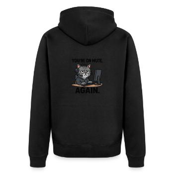 Homeoffice - Unisex Premium Bio Zip Hoodie - Schwarz - Hinten - Nico (187cm)