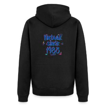 Vintage Since 1983 Graffiti Glitch 42ème Anniversaire - Veste à capuche bio Premium Unisexe - noir - Dos - Nico (187cm)