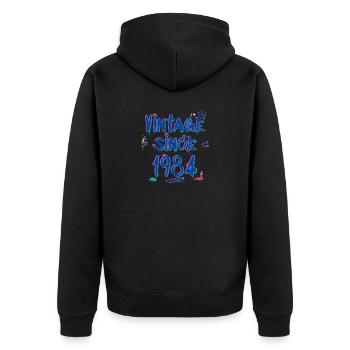 Jahrgang seit 1984 Hip-Hop Graffiti Glitch 41st - Unisex Premium Bio Zip Hoodie - Schwarz - Hinten - Nico (187cm)