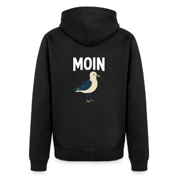 Moin Seagull - Unisex Premium Organic Zip Hoodie - black - Back - Nico (187cm)