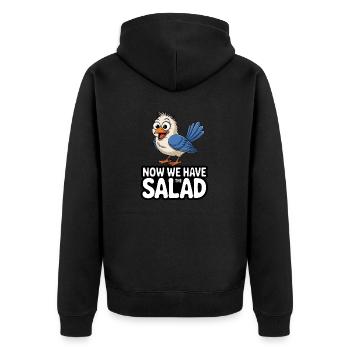 VOGEL NOW WE HAVE THE SALAD - Unisex Premium Organic Zip Hoodie - black - Back - Nico (187cm)