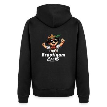 GROOM CREW - Unisex Premium Organic Zip Hoodie - black - Back - Nico (187cm)