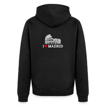 I Love Madrid Colosseum Spain Lover Heart Flag Pun - Unisex Premium Organic Zip Hoodie - black - Back - Nico (187cm)