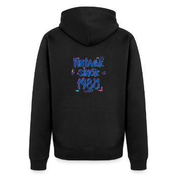 Vintage Since 1985 Graffiti Glitch 40ème anniversaire - Veste à capuche bio Premium Unisexe - noir - Dos - Nico (187cm)