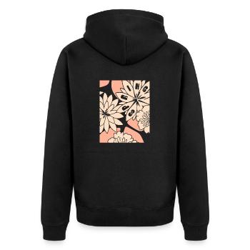 Blumen - Frühling - Blüten - Unisex Premium Bio Zip Hoodie - Schwarz - Hinten - Nico (187cm)