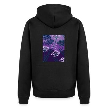 Bloom as you are - Flowers - Spring - Saying - Unisex Premium Organic Zip Hoodie - black - Back - Nico (187cm)
