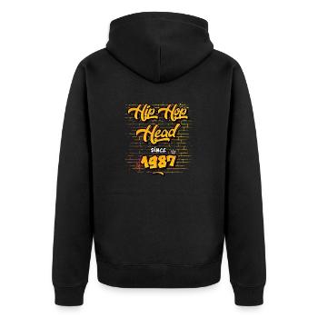 Hip-Hop Head Since 1987 - 38 Years of Street Beats - Unisex Premium Organic Zip Hoodie - black - Back - Nico (187cm)