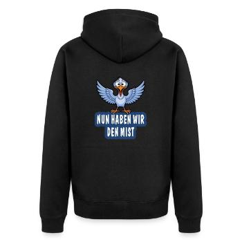 NOW WE HAVE THE CRAP - Unisex Premium Organic Zip Hoodie - black - Back - Nico (187cm)