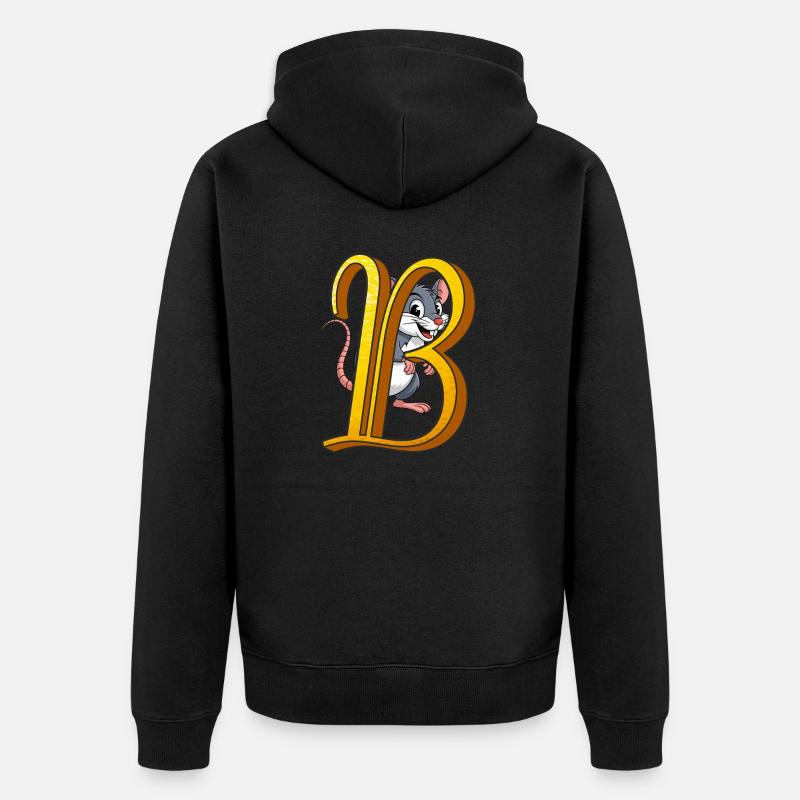 BUCHSTABE B - Unisex Premium Bio Zip Hoodie - Schwarz