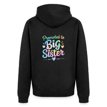 Promoted to Big Sister Tie Dye Oldest Sister - Unisex Premium Organic Zip Hoodie - black - Back - Nico (187cm)