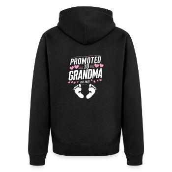 Befördert zur Oma Est 2025 Baby-Ankündigung - Unisex Premium Bio Zip Hoodie - Schwarz - Hinten - Nico (187cm)
