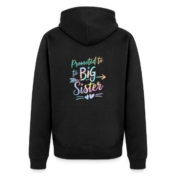Promoted to Big Sister Tie Dye Gender Reveal - Unisex Premium Organic Zip Hoodie - black - Back - Nico (187cm)