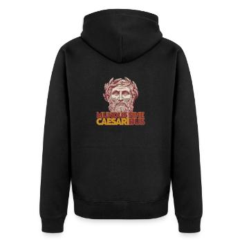 Mundus Sine Caesaribus Zitat Latein - Unisex Premium Bio Zip Hoodie - Schwarz - Hinten - Nico (187cm)