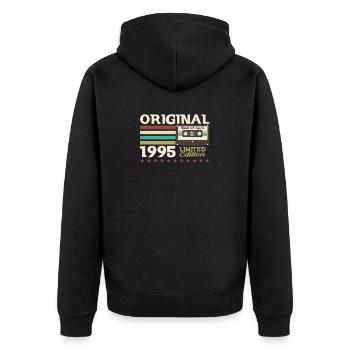30. Geburtstag Geschenk Mann Kassette April 1995 - Unisex Premium Bio Zip Hoodie - Schwarz - Hinten - Nico (187cm)