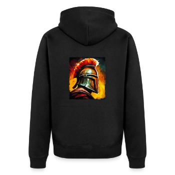 Spartan Warrior Sparta Helmet - Unisex Premium Organic Zip Hoodie - black - Back - Nico (187cm)