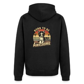 Born to Be Awesome - Unisex Premium Organic Zip Hoodie - black - Back - Nico (187cm)