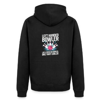 Left-handed bowler just a lot cooler - Unisex Premium Organic Zip Hoodie - black - Back - Nico (187cm)