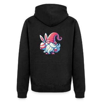 Ostern Gnom Mit Ei Wichtel Zwerg - Unisex Premium Bio Zip Hoodie - Schwarz - Hinten - Nico (187cm)
