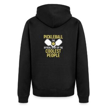 Pickleball Pickleball-Spieler Geschenke - Unisex Premium Bio Zip Hoodie - Schwarz - Hinten - Nico (187cm)