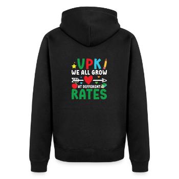 Vpk Wir Alle Wachsen Mit Unterschiedlichen Raten - Unisex Premium Bio Zip Hoodie - Schwarz - Hinten - Nico (187cm)