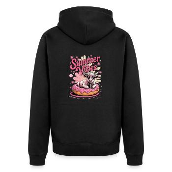 Schottisches Hochland Rind Kuh Summer Vibes lustig - Unisex Premium Bio Zip Hoodie - Schwarz - Hinten - Nico (187cm)