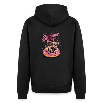 Schottisches Hochland Rind Kuh Summer Vibes lustig - Unisex Premium Bio Zip Hoodie - Schwarz - Hinten - Nico (187cm)