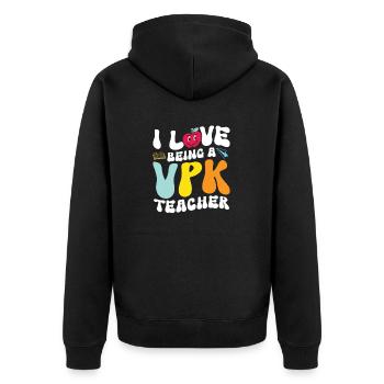Ich Liebe Es, VPK -Lehrer Zu Sein - Unisex Premium Bio Zip Hoodie - Schwarz - Hinten - Nico (187cm)