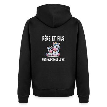 Father and Son Unicorn Dad Matching Father's Day - Unisex Premium Organic Zip Hoodie - black - Back - Nico (187cm)