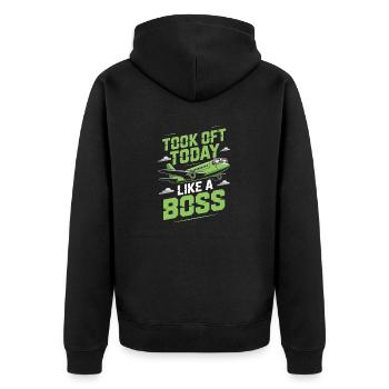 First time flying Travel Memory Sky - Unisex Premium Organic Zip Hoodie - black - Back - Nico (187cm)