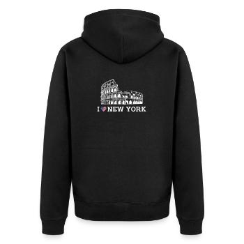 New York Lover Cool Colosseum Vereinigte Staaten Wortspiel - Unisex Premium Bio Zip Hoodie - Schwarz - Hinten - Nico (187cm)
