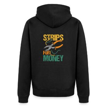 Strips for money Electrician - Unisex Premium Organic Zip Hoodie - black - Back - Nico (187cm)